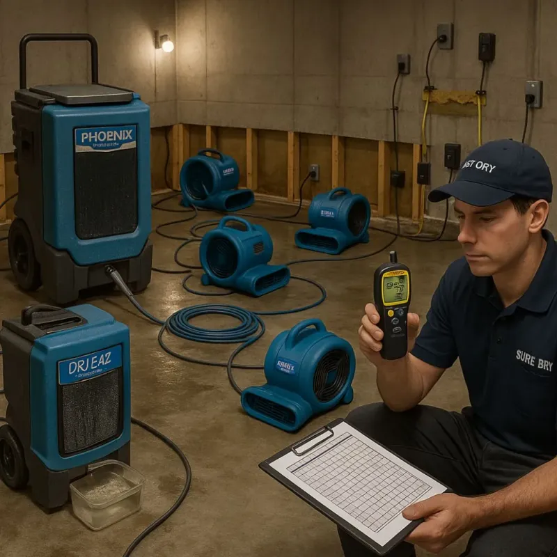 Structural Drying and Dehumidification process in Youngsville, LA